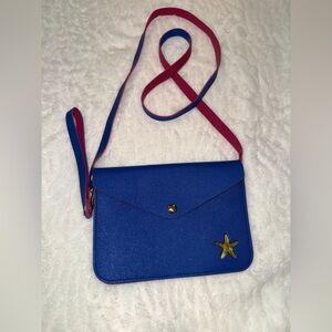 3 x 20$ Top It Off Elegant Blue Crossbody Bag with Pink Strap